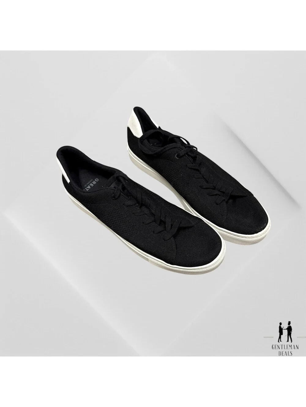 Greats Brooklyn Men’s Royale Knit Sneakers Shoes Black White Lace Up Low Top 12